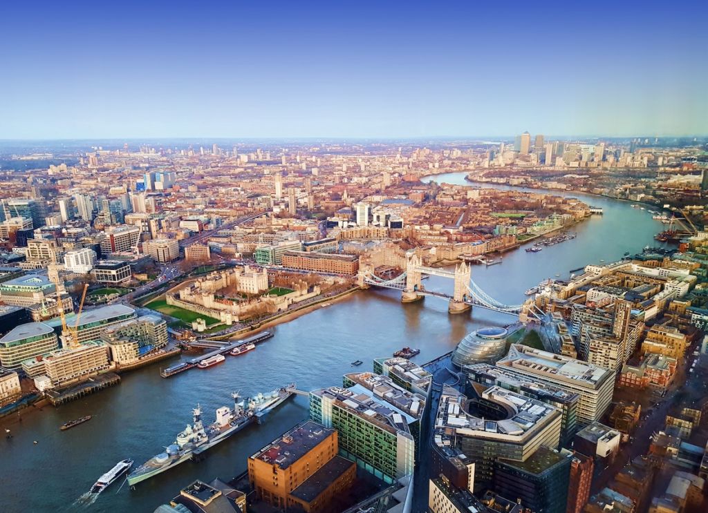 london city, aerial view, united kingdom